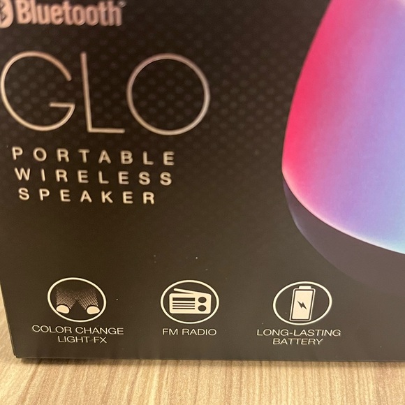 Bluetooth GLO Wireless Speaker. Portable, color changing, FM radio. Gift. NEW! - Picture 3 of 9